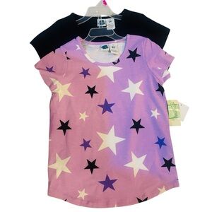 Girls' Star Print T-Shirts - Purple and Black